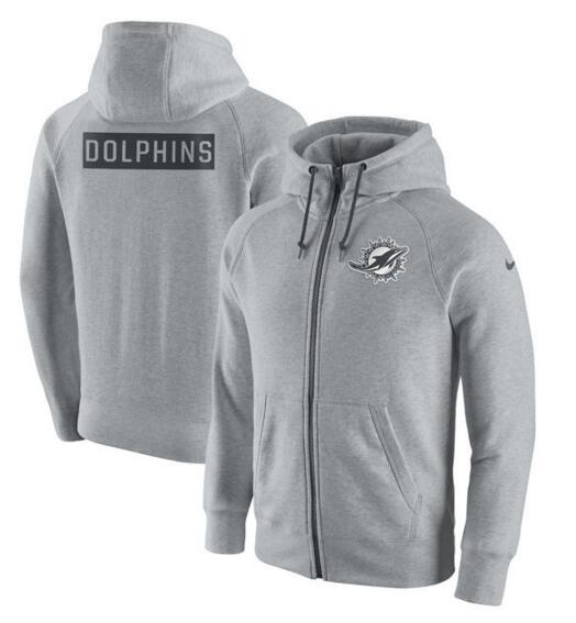 Miami Dolphins Nike Gridiron Gray 2.0 Full Zip Hoodie Ash