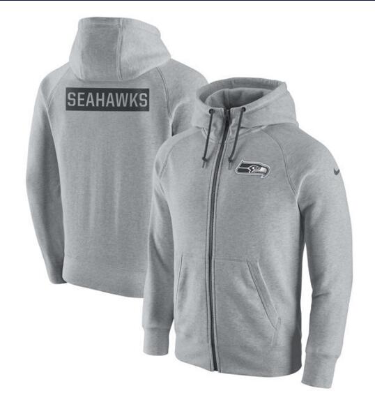 Seattle Seahawks Nike Gridiron Gray 2.0 Full Zip Hoodie Ash