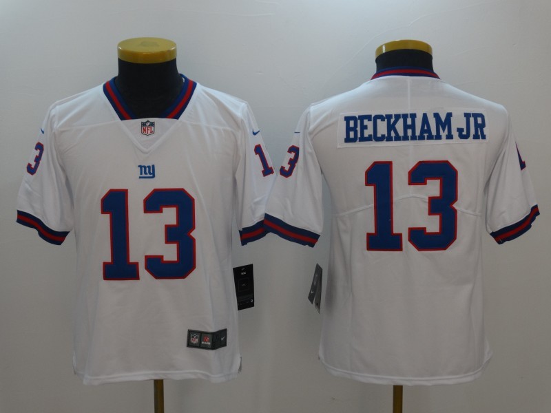 Nike Giants 13 Odell Beckham Jr White Color Rush Youth Limited Jersey