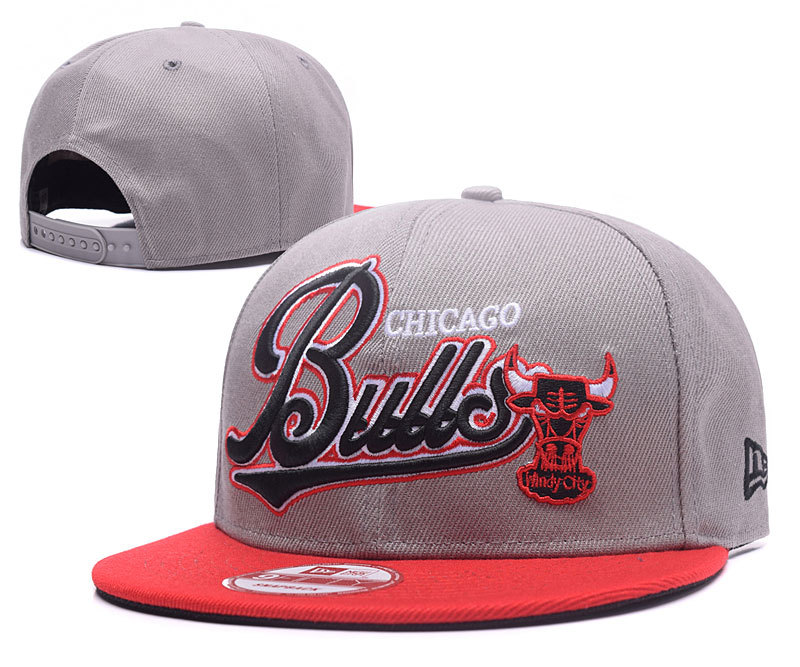 Bulls Black Team Logo Grey Adjustable Hat GS