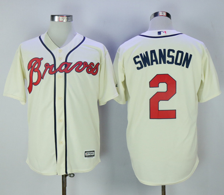 Braves 2 Dansby Swanson Cream New Cool Base Jersey