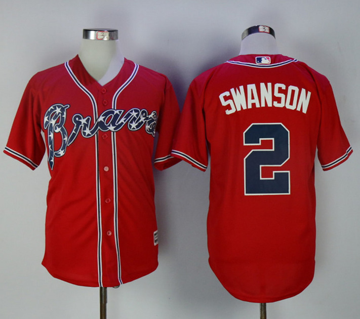 Braves 2 Dansby Swanson Red New Cool Base Jersey