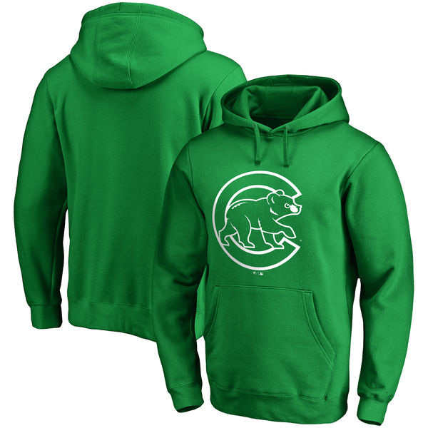Men's Chicago Cubs Fanatics Branded Green St. Patrick's Day White Logo Pullover Hoodie