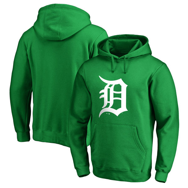 Men's Detroit Tigers Fanatics Branded Kelly Green St. Patrick's Day White Logo Pullover Hoodie