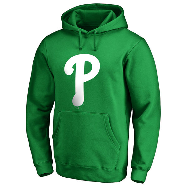 Men's Philadelphia Phillies Fanatics Branded Kelly Green St. Patrick's Day White Logo Pullover Hoodie