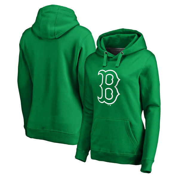 Women's Boston Red Sox Fanatics Branded Kelly Green St. Patrick's Day White Logo Pullover Hoodie