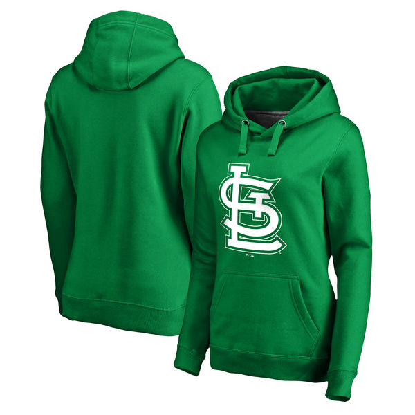 Women's St. Louis Cardinals Fanatics Branded Kelly Green St. Patrick's Day White Logo Pullover Hoodie