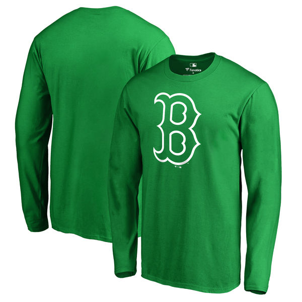 Men's Boston Red Sox Fanatics Branded Kelly Green St. Patrick's Day White Logo Long Sleeve T-Shirt