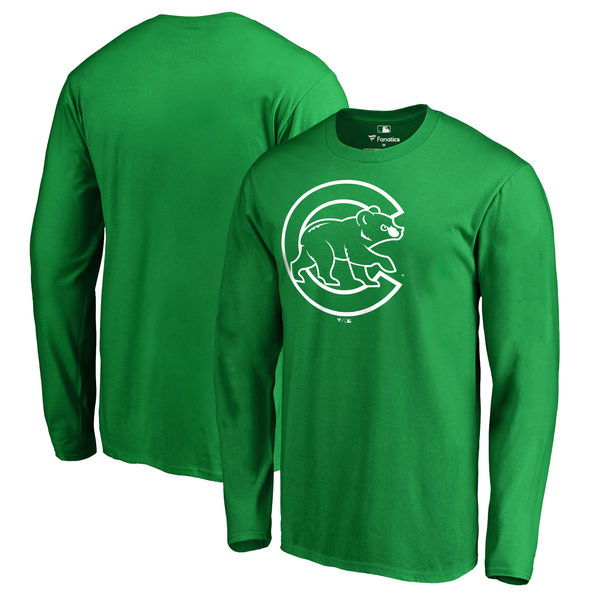 Men's Chicago Cubs Fanatics Branded Kelly Green St. Patrick's Day White Logo Long Sleeve T-Shirt