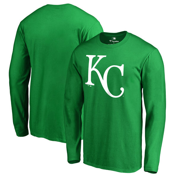 Men's Kansas City Royals Fanatics Branded Kelly Green St. Patrick's Day White Logo Long Sleeve T-Shirt