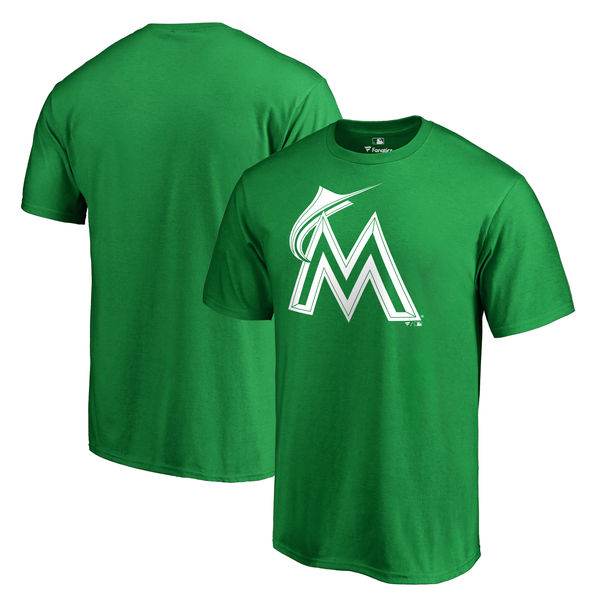 Men's Miami Marlins Fanatics Branded Green Big & Tall St. Patrick's Day White Logo T-Shirt