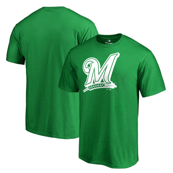 Men's Milwaukee Brewers Fanatics Branded Green Big & Tall St. Patrick's Day White Logo T-Shirt
