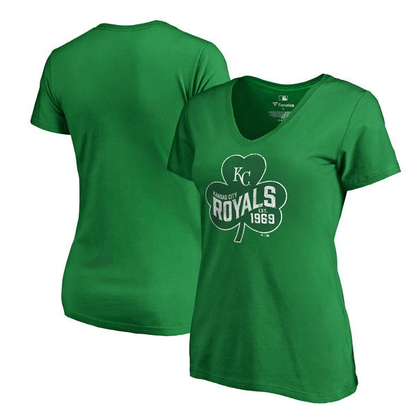 Women's Kansas City Royals Fanatics Branded Kelly Green Plus Sizes St. Patrick's Day Paddy's Pride T-Shirt