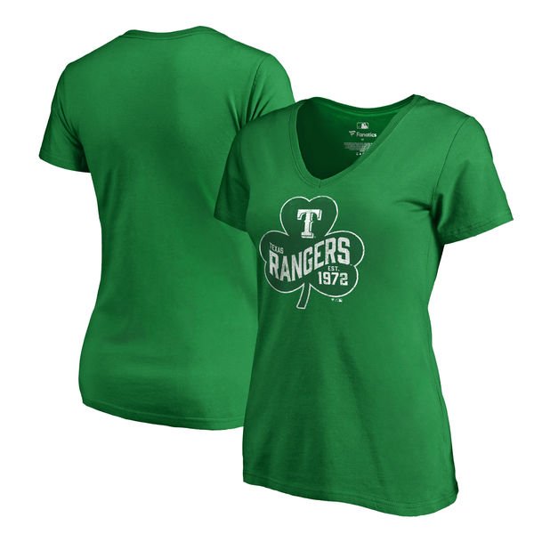 Women's Texas Rangers Fanatics Branded Kelly Green Plus Sizes St. Patrick's Day Paddy's Pride T-Shirt