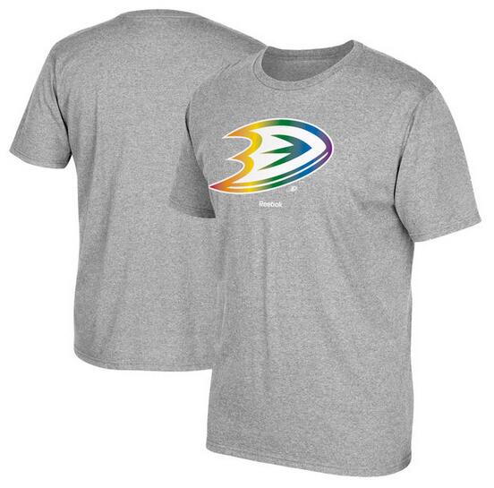 Anaheim Ducks Gray Reebok Rainbow Pride Men's Short Sleeve T-Shirt