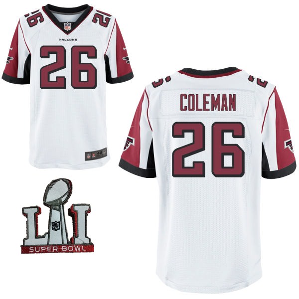 Nike Falcons 26 Tevin Coleman White 2017 Super Bowl LI Elite Jersey