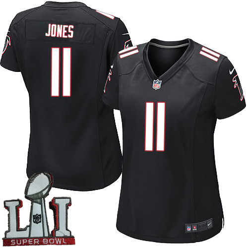 Nike Falcons 11 Julio Jones Black Women 2017 Super Bowl LI Game Jersey