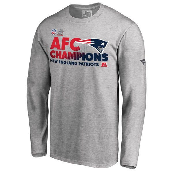 New England Patriots 2016 AFC Champions Grey Men's Long Sleeve T-Shirt