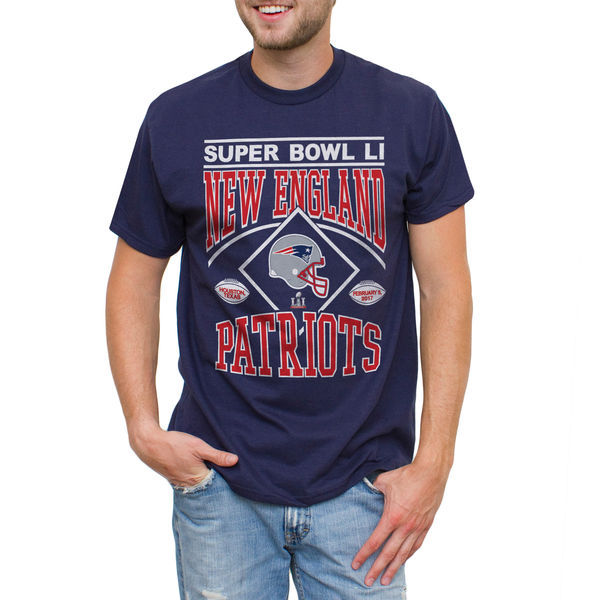 New England Patriots 2017 Super Bowl Li Navy Men's Short Sleeve T-Shirt