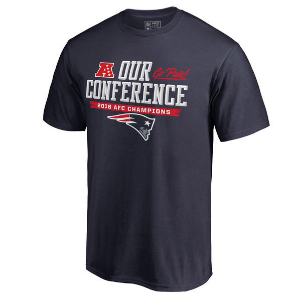 New England Patriots Go Pats 2016 AFC Champions Navy Men's Short Sleeve T-Shirt