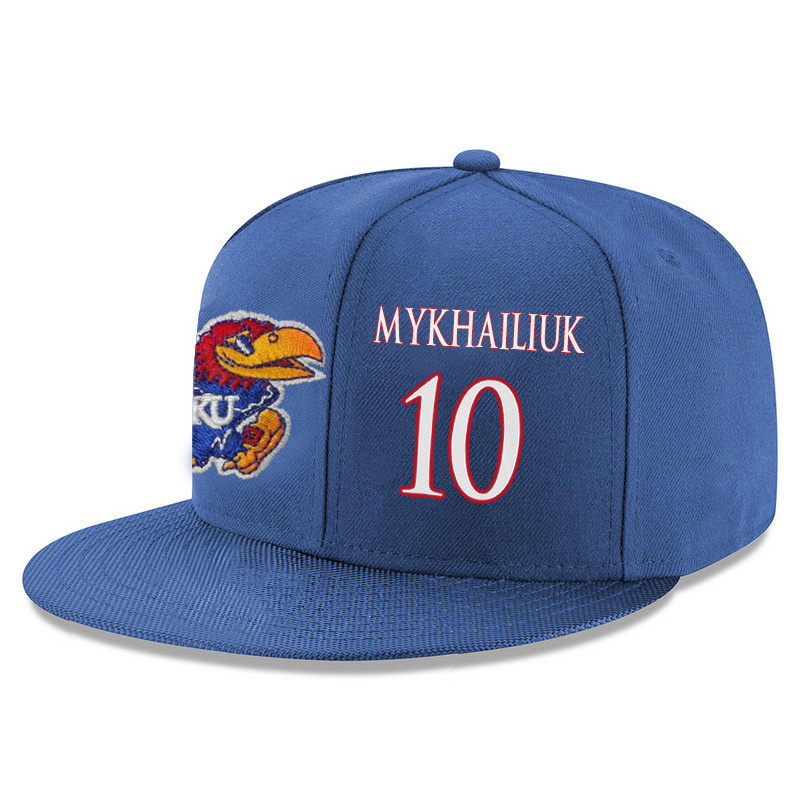 Kansas Jayhawks 10 Sviatoslav Mykhailiuk Blue Adjustable Hat