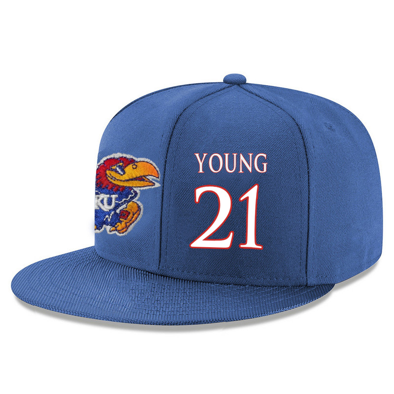 Kansas Jayhawks 21 Clay Young Blue Adjustable Hat