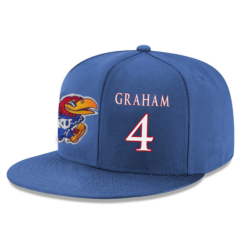 Kansas Jayhawks 4 Devonte' Graham Blue Adjustable Hat