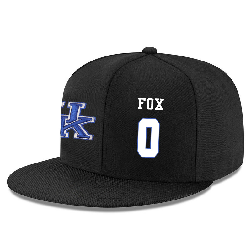 Kentucky Wildcats 0 De'Aaron Fox Black Adjustable Hat