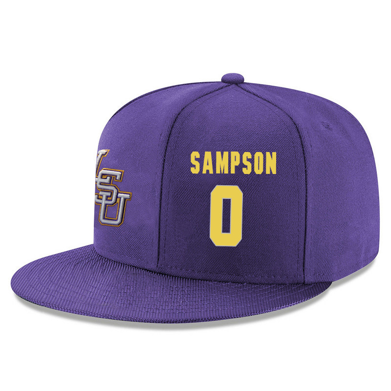 LSU Tigers 0 Brandon Sampson Purple Adjustable Hat