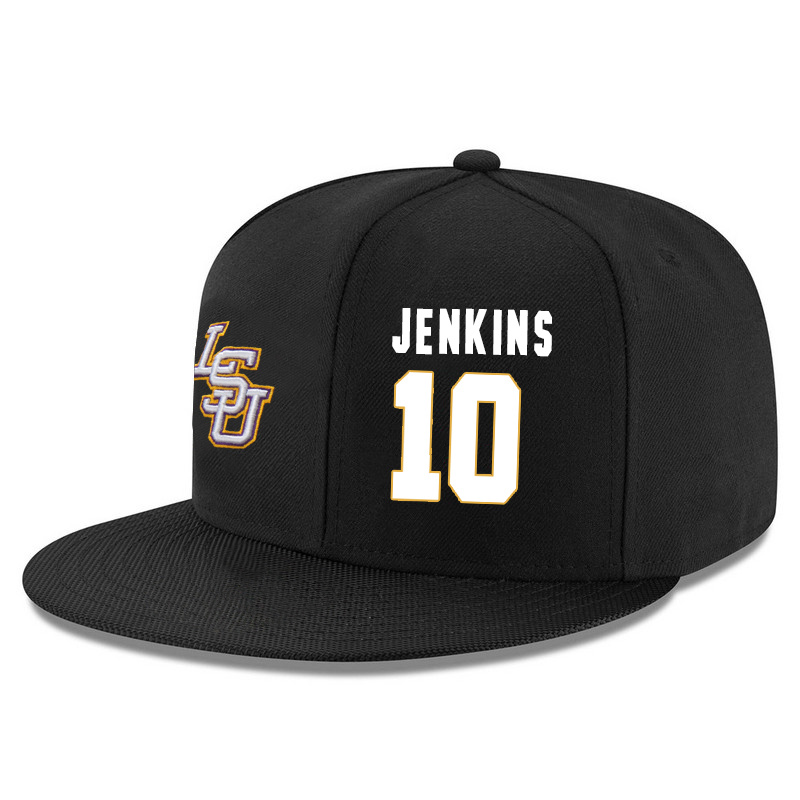 LSU Tigers 10 Branden Jenkins Black Adjustable Hat