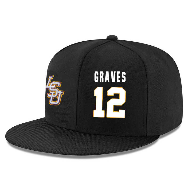 LSU Tigers 12 Marshall Graves Black Adjustable Hat
