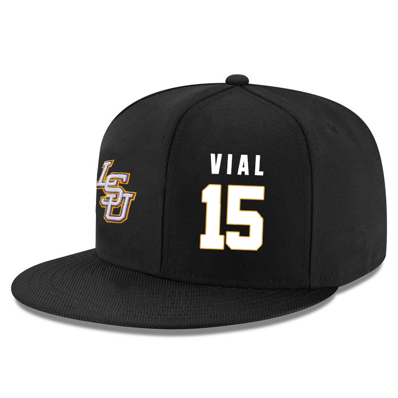 LSU Tigers 15 Reed Vial Black Adjustable Hat