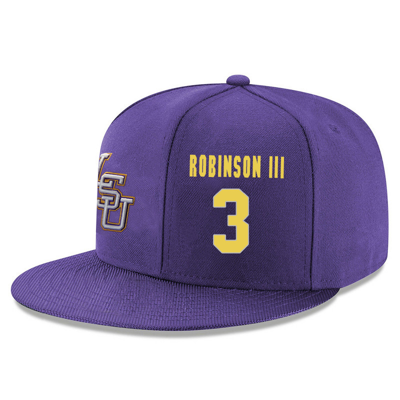 LSU Tigers 3 Elbert Robinson III Purple Adjustable Hat