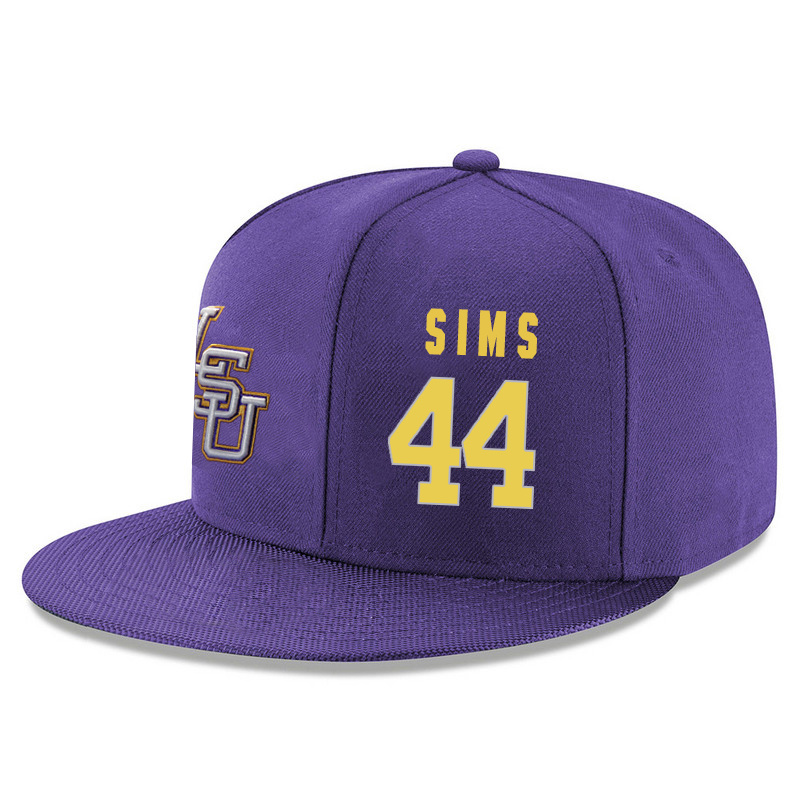 LSU Tigers 44 Wayde Sims Purple Adjustable Hat