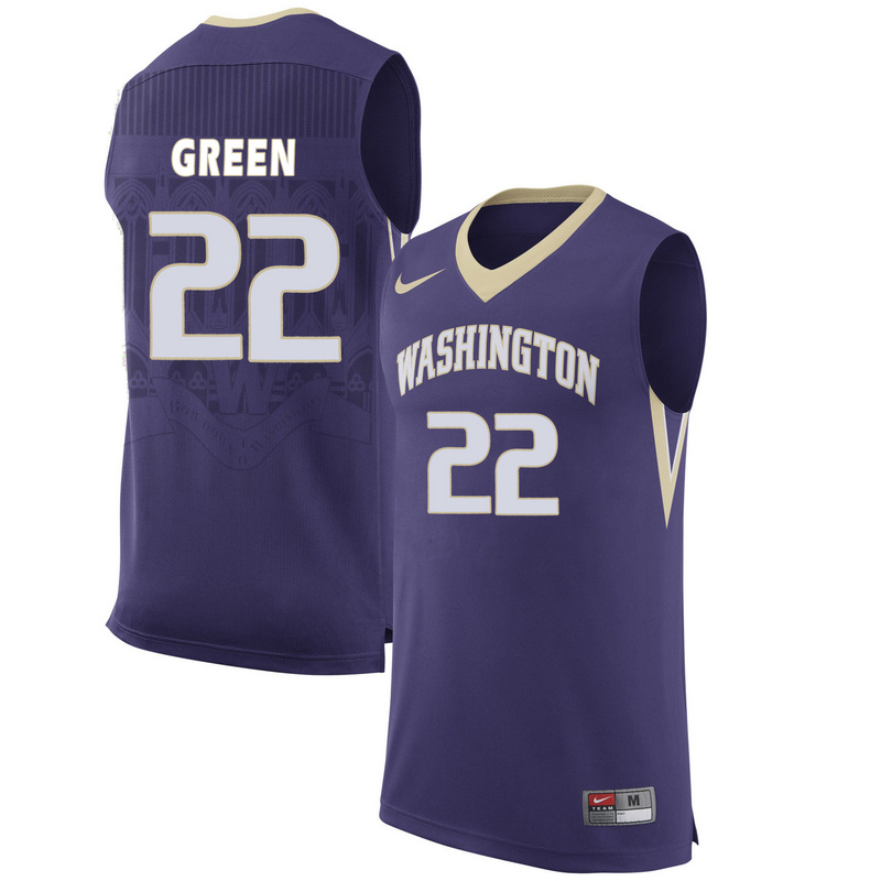 Washington Huskies 22 Dominic Green Purple College Basketball Jersey