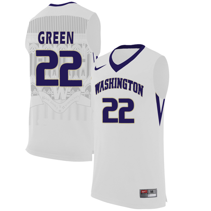 Washington Huskies 22 Dominic Green White College Basketball Jersey