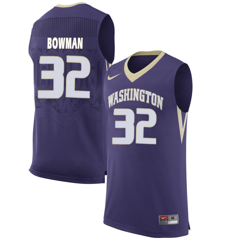 Washington Huskies 32 Greg Bowman Purple College Basketball Jersey