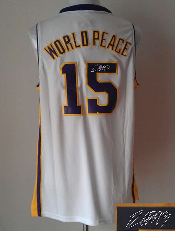 Lakers 15 World Peace White Blazers 12 Aldridge Orange Signature Edition Jerseys