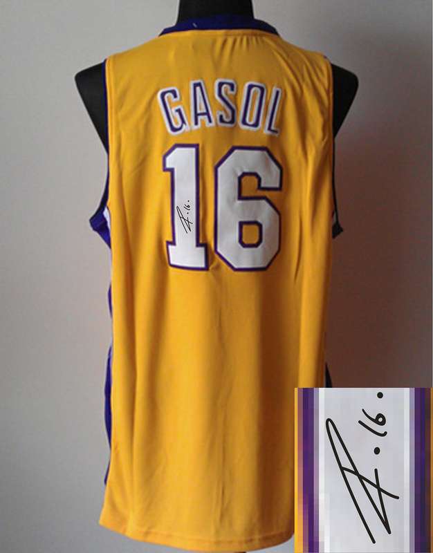 Lakers 16 Gasol Gold Signature Edition Jerseys