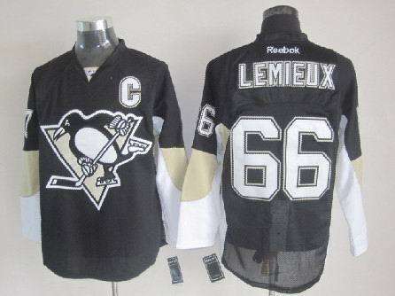 Penguins 66 Lemieux Black Jerseys