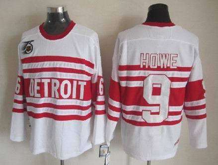 Red Wings 9 Howe White Throwback Jerseys
