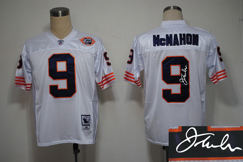 Bears 9 McMahon White Big Number Throwback Signature Edition Jerseys