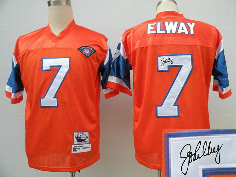 Broncos 7 Elway Orange Throwback Signature Edition Jerseys