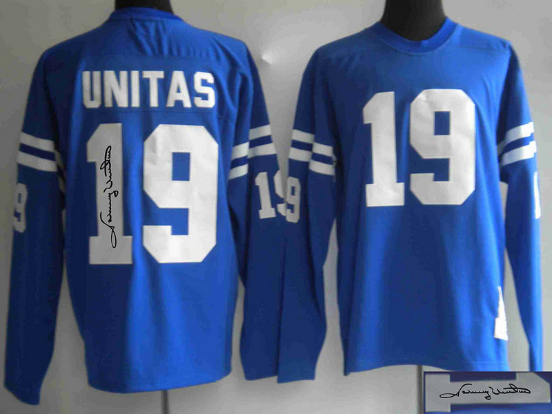 Colts 19 Unitas Blue Throwback Signature Edition Jerseys