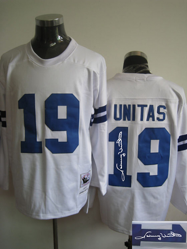 Colts 19 Unitas White Throwback Signature Edition Jerseys