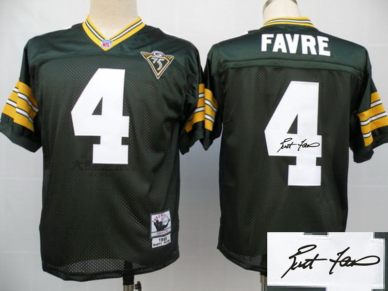 Packers 4 Favre Green Throwback Signature Edition Jerseys