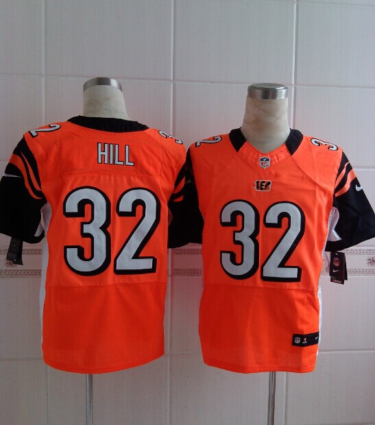 Nike Bengals 32 Hill Orange Elite Jersey