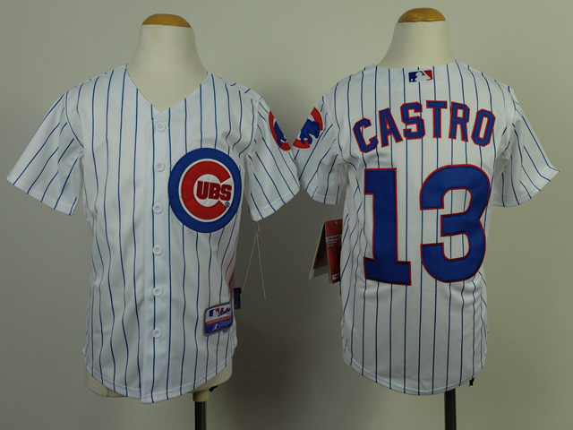 Cubs 13 Castro White Youth Jersey