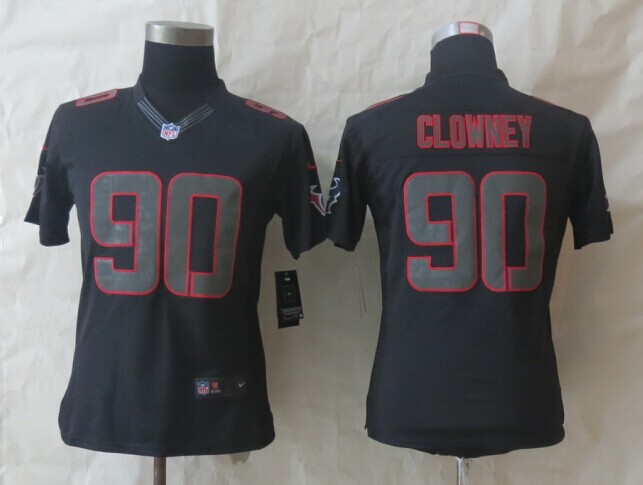 Nike Texans 90 Clowney Impact Limited Black Women Jerseys