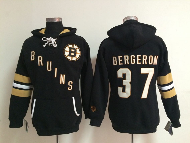 Bruins 37 Bergeron Black Women Hooded Jersey